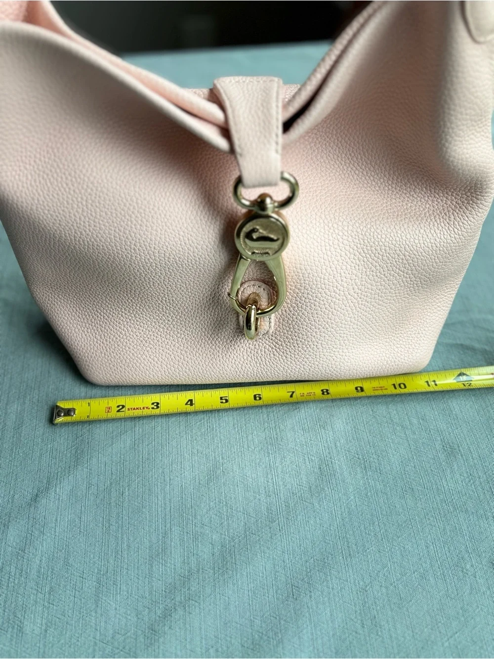 Dooney & Bourke Pebbled Leather Hobo Shoulder Bag in Blush Pink Gold Hardware
